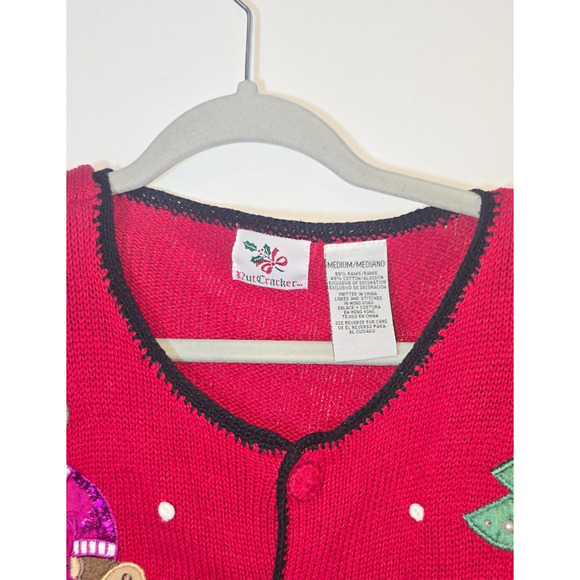 Nut Cracker Vintage Teddy Bear Christmas Cardigan Embroidered Size Medium - Picture 7 of 7